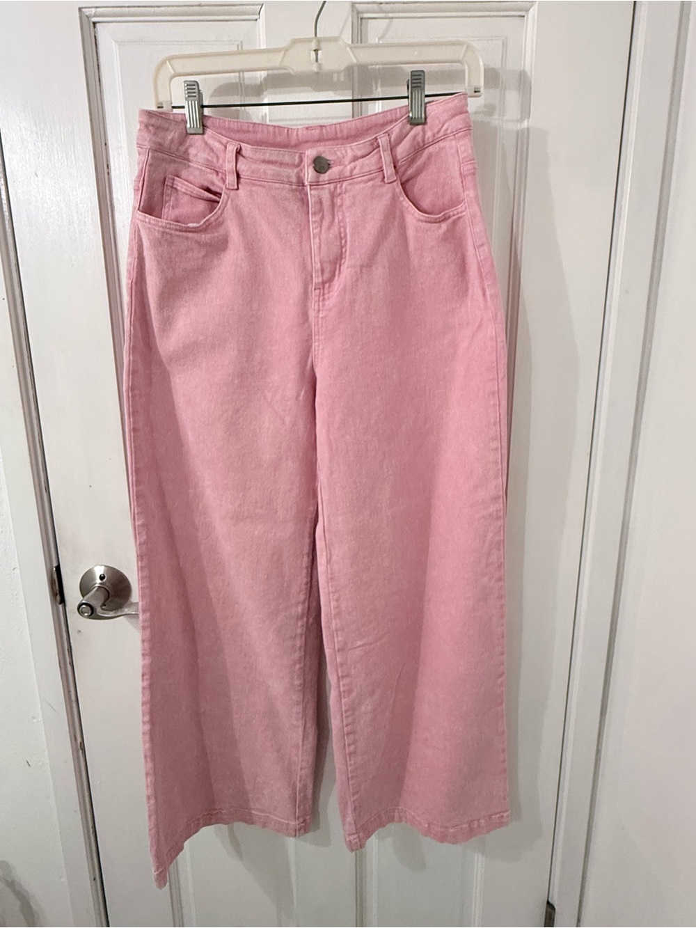 entro Pink Distressed Wide Leg Jeans